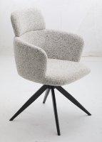 Fauteuil de salle à manger pivotant Boucle, chaise d'appoint moderne pivotante et rembourrée avec pieds en métal noir