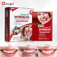 Tiras de dientes de Etiqueta Privada, blanqueamiento de dientes, paquete de rayas de 28 tiras, caja de embalaje rosa, tiras de blanqueamiento de dientes de aceite de coco