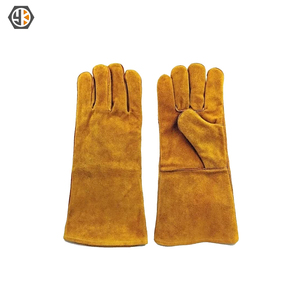 Luvas Profissionais de Couro de Vaca EN388 EN407 Premium Totalmente Forradas Luvas de Soldador com Extensão Dourada 16\" - Product Image 6