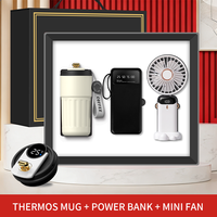 Ensemble cadeau ventilateur, tasse et batterie externe – Gadgets pratiques pour les activités d'entreprise, les réunions professionnelles et les cadeaux saisonniers