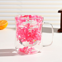 Tasse à thé et à café en verre à double paroi à fleurs nouveau design de qualité en gros