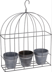 Wholesale Outdoor Garden Metal Wire Birdcage Design <strong>Plant</strong> Flower <strong>Pot</strong> Stand <strong>with</strong> Wall Hanging <strong>Hook</strong> - Product Image 2