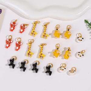 Симпатичные 3D эмалированные Подвески в виде животных для изготовления украшений «DIY» включает в себя панды собака Жираф мышь для ожерелья серьги циркон - Product Image 1