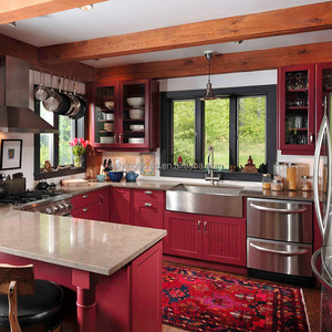 広州フルホーム家具サプライヤー レッドキッチンキャビネット カスタムスタイルキッチンキャビネット 販売中 - Product Image 4