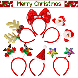 Cartoon Christmas Decorations Creative Set Double Head <b>Spring</b> <b>Clip</b> Santa Claus Antlers Headband Eco-friendly Factory - Product Image 2