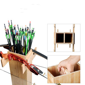 Carcaj <span class=keywords><strong>de</strong></span> flecha <span class=keywords><strong>de</strong></span> madera <span class=keywords><strong>de</strong></span> dos tubos portátil y soporte <span class=keywords><strong>de</strong></span> arco para tiro con arco - Product Image 2