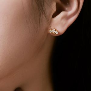 Dylam Stylish Tiny S925 <b>Silver</b> Rhodium 18K Gold Plating Dress up Marquise 5A Cubic Zirconia Sparkle <b>Crown</b> Shape Stud Earrings - Product Image 6