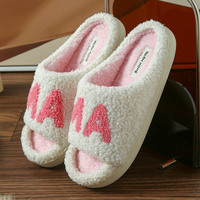 Chaussons légers en coton brodé à bout ouvert avec soutien de la voûte plantaire, doublure douce en peluche, semelle antidérapante en PU, confort toute la journée pour l'intérieur