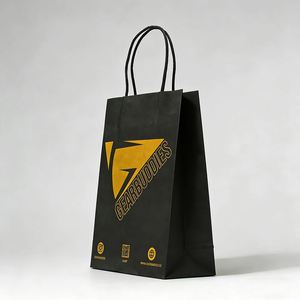 Recyclable Custom Gold Logo Eco-Friendly Food Takeaway <b>Bags</b> High Quality <b>Small</b> Kraft Paper Gift Shopping <b>Bag</b> With Twisted Handle - Product Image 2