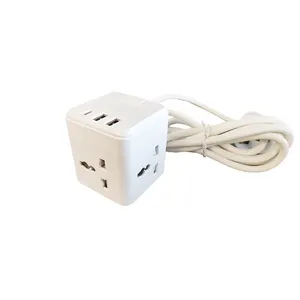 3 Outlets Power Cube Power Strip Socket Extension with USB Port Type C