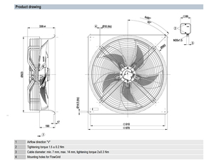 Ventilateur axial AC ebm-papst W6D800-KG13-01/F03 pour la ventilation CVC, le refroidissement des condenseurs, à haut débit d'air, robuste, pour usage industriel intensif - Product Image 3