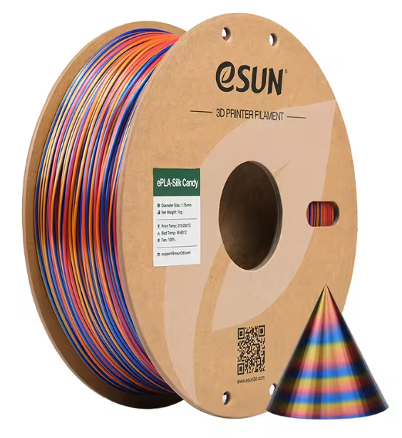 ESUN Silk Candy  Multicolored Silk 3D Printer Filament Gradient Changing  1KG 1.75MM 3D Filament Plastic Rods