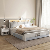 Design à la mode moderne 150x180Cm boîte haute rangement petit meuble ménager panneau Double lit Double lit Queen cadre de lit