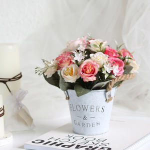 Ornements salon hibiscus rose chanvre corde étain baril simulation plante en <span class=keywords><strong>pot</strong></span> petit bonsaï - Product Image 1