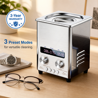 Nettoyeur ultrasonique de précision 2L 60W 40kHz en acier inoxydable, silencieux, chauffant, compact, avec minuterie, pour bureau