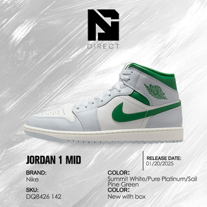 Air Jordan 1 Mid 'Summit White Lucky Green' Chaussures de style décontracté pour hommes Jordan Sneaker - Product Image 6