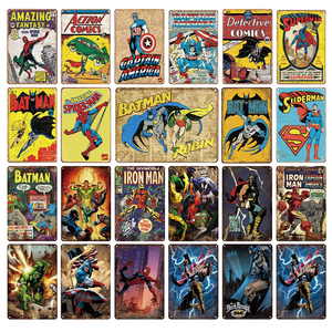 Personalized Gifts Superhero Cartoon Figures Factory Wholesale Retro Vintage Metal Tin Signs for Bar Home Wall Decorate Plate - Product Image 1
