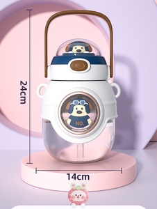 Taza de agua de vientre grande para niños, creativa y bonita, taza de plástico de alta belleza para niñas, taza de paja de verano para estudiantes rojos de red portátil - Product Image 6