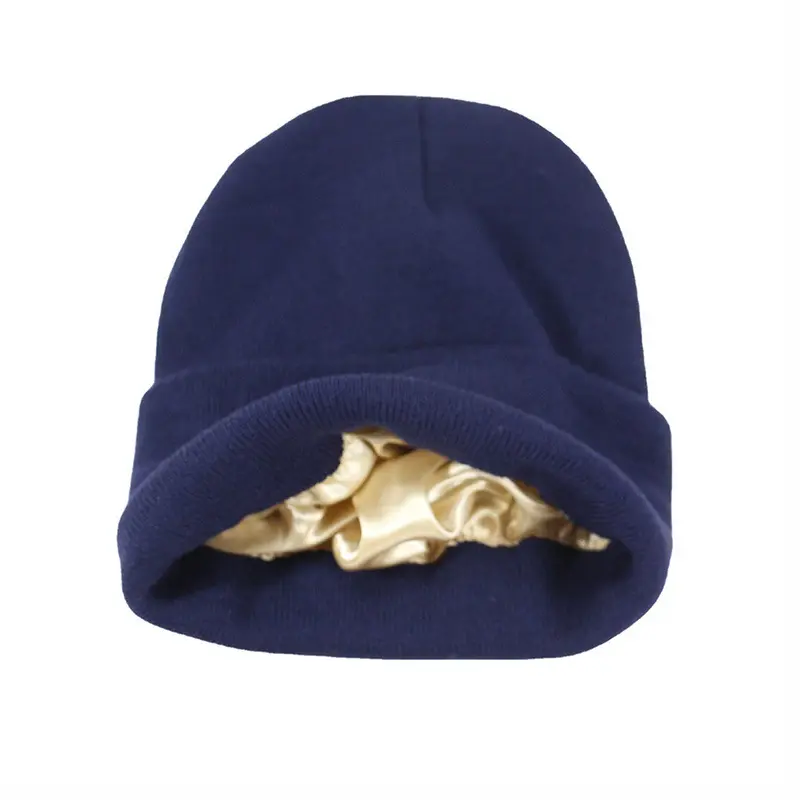 Satin gefütterte Winter Beanie Hüte für Frauen Gestrickte Uhren mütze mit Seiden futter Unisex Solid Skull Cap-s