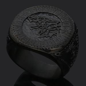 แหวนค้อนธอร์สไตล์ไวกิ้งโบราณ พร้อมจี้หัวหมาป่าแบบนอร์ดิก ชุบทอง ของขวัญสำหรับผู้ชายที่ทันสมัยและมีความเชื่อทางศาสนา - Product Image 5