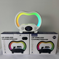 Multifunctionele G-vormige draadloze oplader LED-lamp wekker RGB nachtlampje 15W draadloze telefoonoplader en speakerlamp