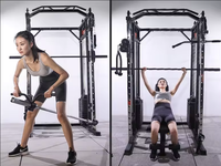 Équipement de musculation tout-en-un pour la maison : Rack à squats multifonctionnel et machine Smith avec rack de musculation, plaque d'entraînement et système de câble