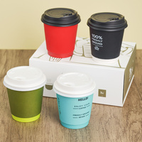 Tasses à café jetables à double paroi gobelet en papier imprimé personnalisé avec couvercle emballage écologique de boissons chaudes à emporter