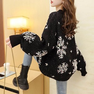 9901 #    Pull en tricot <span class=keywords><strong>de</strong></span> Noël à imprimé neige pour <span class=keywords><strong>femme</strong></span>, style décontracté automne-hiver, rouge et noir - Product Image 5