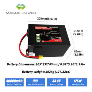 Индивидуальная твердотельная батарея 44.4В 40Ач 1776Втч 40000мАч, конфигурация 12S для тяжелых промышленных применений - Product Image 2