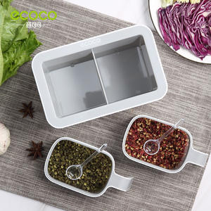 Ensemble de contenants à épices muraux Cococo, 3 bocaux rectangulaires avec couvercle en plastique transparent, pas d'installation requise, étagère de rangement pour la cuisine - Product Image 2