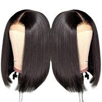 Nouvelle perruque courte droite style européen et américain pour femme, coupe bob, raie au milieu, noire, fabriquée à la machine, permanente, teinte, bonnet petit/moyen