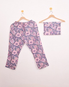 Conjuntos de Pijamas de Algodón Vintage de Moda, Satinados, hasta la Rodilla, con Botones, Estampados a Mano, Transpirables, Ropa de Dormir de Verano - Product Image 3