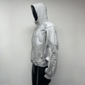 <span class=keywords><strong>Felpa</strong></span> di alta qualità con cappuccio imbottito e scolorita e imbottito con cappuccio in cotone 100% con cerniera in cotone con cappuccio pesante lavorato con Applique sunsbiadito - Product Image 2