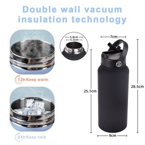 Custom Stainless Steel Sports Kettle <b>With</b> Logo Wholesale Large Capacity 1L Insulated Cup Portable Handle <b>Straw</b> Water Cup - Product Image 4