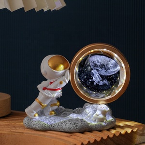 Lámpara de bola de cristal luminosa con luz nocturna de astronauta con Base de lámpara de resina 3D grabado Sistema Solar planeta <span class=keywords><strong>Luna</strong></span> LED esfera brillante - Product Image 4