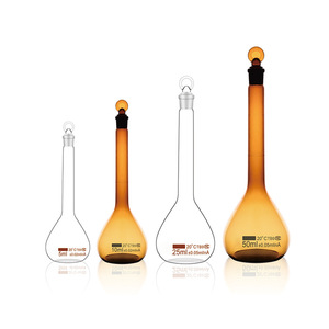 ขวดแก้วใสสีน้ำตาลแบบปริมาตรคงที่ขนาดเล็ก พร้อมจุกปิดและปากขวดแก้วขัดเงา สำหรับใช้ในห้องปฏิบัติการ - Product Image 5