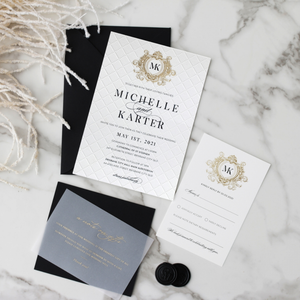 Papier texturé ivoire de qualité supérieure Crête matelassée pré-déjouée Feuille de luxe estampillée Annonce d'invitation de <span class=keywords><strong>mariage</strong></span> - Product Image 5