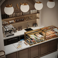 Boulangerie Composite magasin de détail longue bande droite style stratifié ligne droite type présentoir