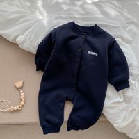 Vêtements pour nouveau-nés, combinaison décontractée d'hiver pour bébé, couleur unie, unisexe, manches longues, combinaison 3T, polyester/coton, fermeture à boutons