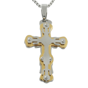 Men's Stainless Steel <b>Cross</b> Pendant Necklace Geometric Design Punk Retro Style 120166 - Product Image 1