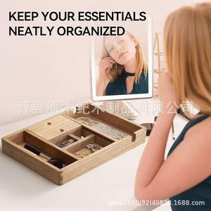 Organizador de escritorio de madera, bandeja rectangular de madera maciza, estilo minimalista, para teléfono, reloj, gafas, auriculares, uso en oficina - Product Image 5