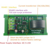 Módulo Medidor de Corriente Analógico AC/DC 5V 12V 5A/10A/20A RS485 MODBUS RTU con Transformador, Amperímetro y Medidor de Vatios-hora CTR4A01 Neutro