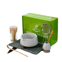 Bol à matcha en céramique, ensemble de thé matcha de style chinois avec fouet à thé et brosse en bambou, portable, pour la cérémonie du thé de la dynastie Song