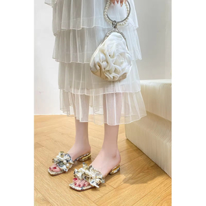 Sandalias de Tacón Grueso con Estilo de Hada y Perlas para Mujer 2025 - Moda de Verano para Exteriores con Parte Superior de Malla, Forro de Piel Sintética y Suela de Goma - Product Image 4