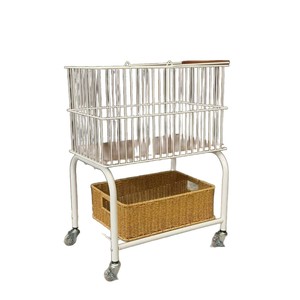 Retro Style Trolley <b>Laundry</b> Basket Double Layered Storage Removable Portable For Bathroom Use Rectangle <b>Standing</b> Type Eco - Product Image 5