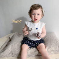 Shorts Harem amples pour bébé, 100% polyester, motif pois vintage, taille élastique, boutons latéraux, style bloomers, été
