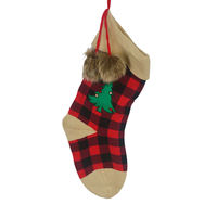 Calcetines Navideños de Punto Jacquard Retro en Oferta, Calcetines con Diseño de Copos de Nieve Rojos y Verdes, Corazones y Árboles de Navidad para Decoración Colgante de Chimenea