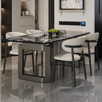 Ensemble de table et de chaises de salle à manger rectangulaire moderne haut de gamme 6 places avec plateau en marbre pour la maison et l'hôtel