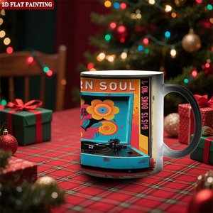 Tasse Magique Givrée 11oz en Céramique Noire à Changement de Couleur Activé par la Chaleur pour la Maison - Product Image 2