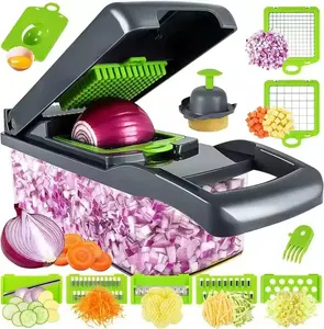 TS Best Sell 12 In 1 Hand Held Multifunctional Onion Cutter Fruits Slicer Potatoes Peeler Manual Vegetable Chopper